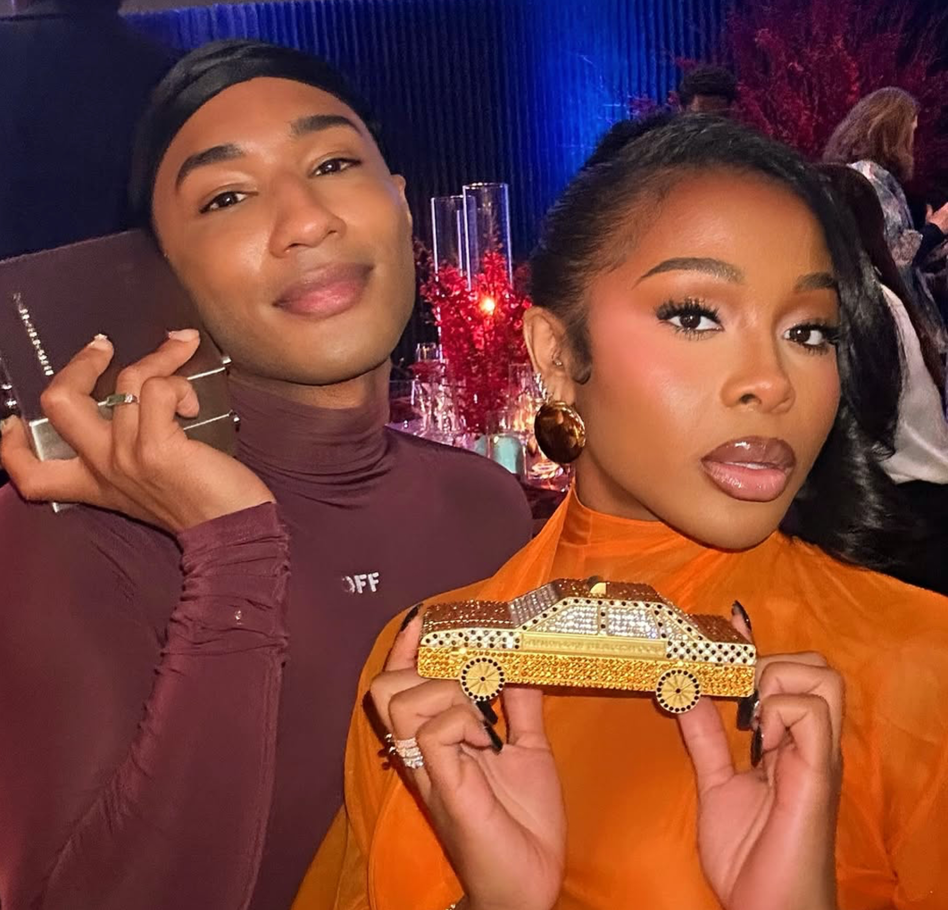 Jayda Cheaves Wears Laquan Smith Orange Spring 2023 Gown and