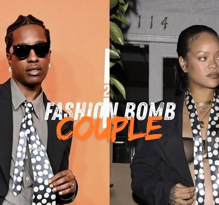 Who Wore It Better? A$AP Rocky and Rihanna Both Spotted in Black Erl Suits with a Black and White Polka Dot Tie Polka