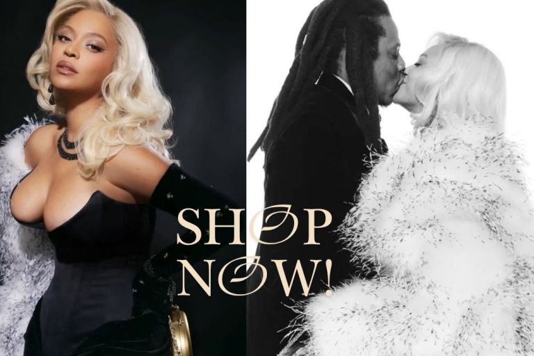 Fashion Bomb Daily Shop: Beyonce Stuns in a Black Christian Siriano Dress with a White FGM Bespoke Feather Jacket (Shop the Look Here!)