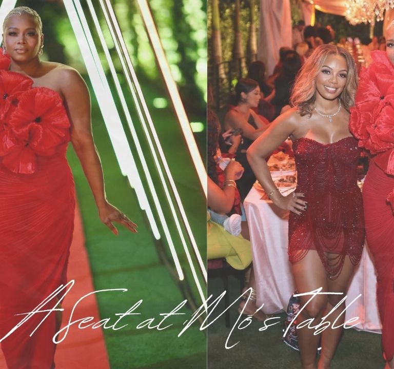 Fashion Bomb CEO Claire Sulmers Celebrates Monique Rodriguez Birthday in a Red Atelier Indigo Mazu Dress