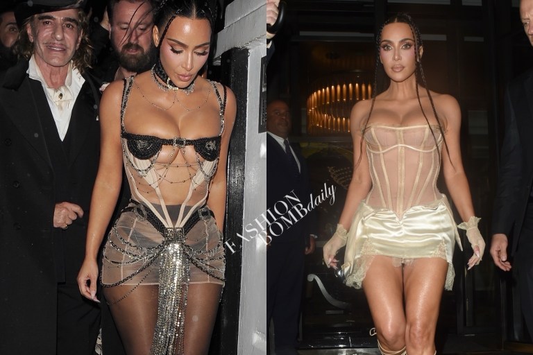 Kim Kardashian Stuns in Two Sheer Dilara Findikoglu Looks During a Night Out in London