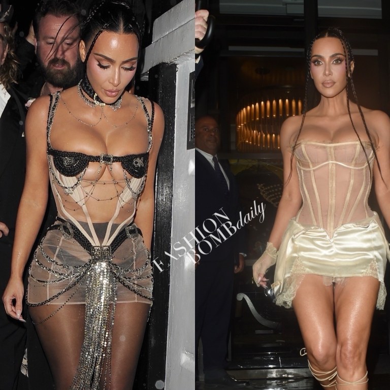 Kim Kardashian Stuns in Two Sheer Dilara Findikoglu Looks During a Night Out in London