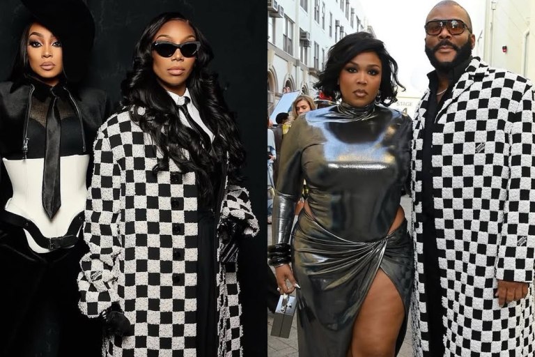 Who Wore It Better? Tyler Perry vs Brandy in Louis Vuitton’s $101,000 Pearl-Embroidered Damier Coat