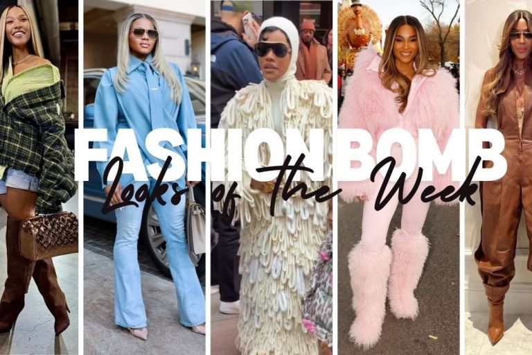 Best Fashion Bomb Looks of the Week: Savannah James in a Green Plaid Natasha Zinko Shirt, Claire Sulmers in a Blue MSO Lagos Top, Teyana Taylor in a Cream Moncler X Jill Sander Coat + More!