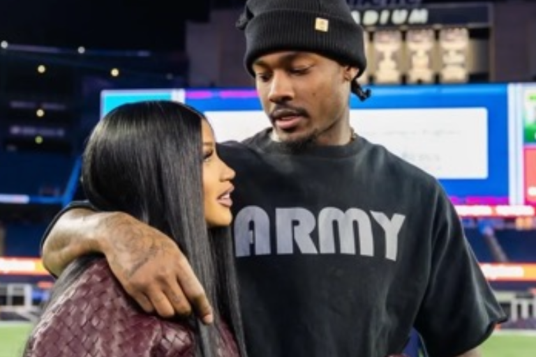 Cardi B and Stefon Diggs Spotted at Gillette Stadium—The Rapper Wears $17K Burgundy Bottega Veneta Leather Look