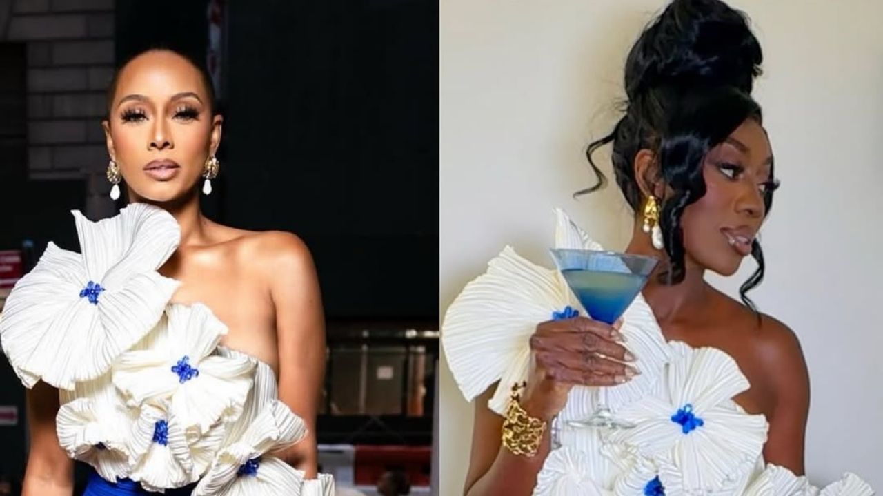 Celebs Love: Keri Hilson and Wendy Osefo Both Spied in a White and Cobalt  Blue Atelier Indigo Floral Dress - Fashion Bomb Daily, image size:1280x720
