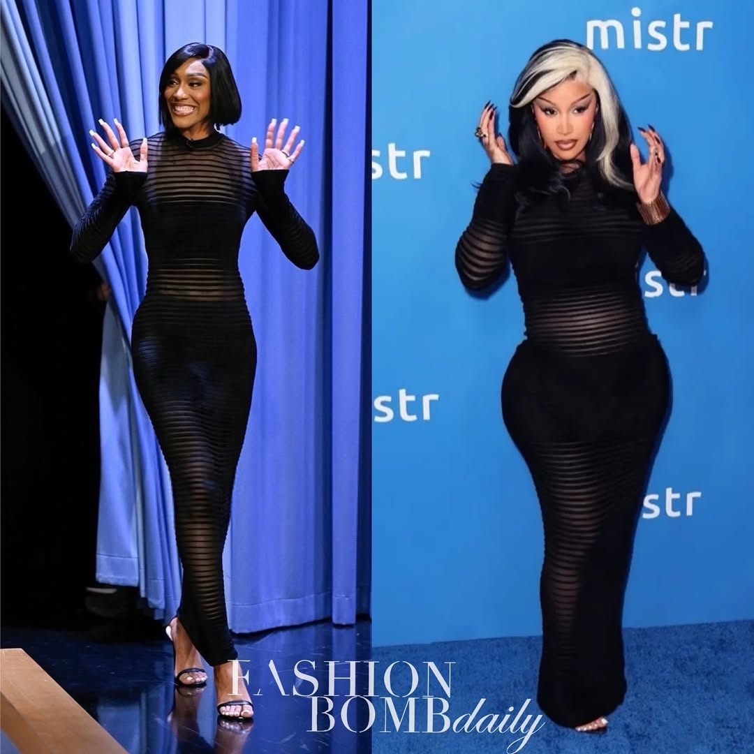 Who Wore It Better? Aja Wilson and Cardi B Both Captured in a Black Vintage-Inspired Mugler Dress