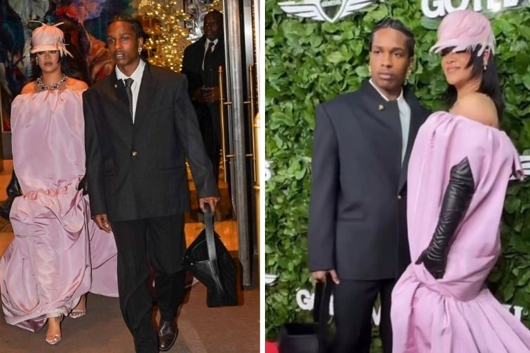 Fashion Bomb Couple: A$AP Rocky & Rihanna Step out to the Gotham Awards in a Black Chanel Suit and a Pink Off-the-Shoulder  Balenciaga Gown