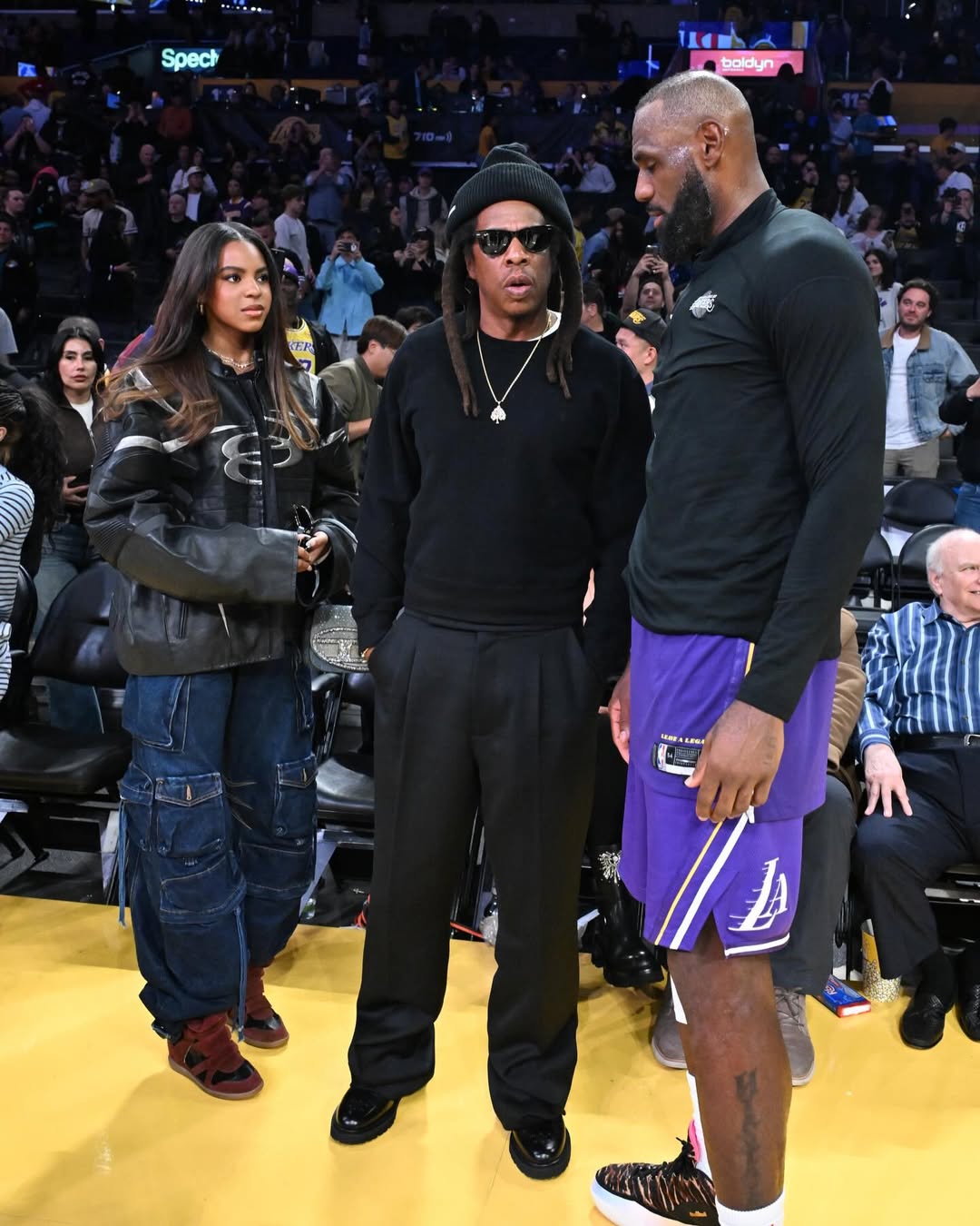 88 Jay Z And Blue Ivy Meet LeBron James At The Lakers Game With Blue Wearing The Same Isabel Marant Sneakers Made Famous By Beyonce Final 22JPG