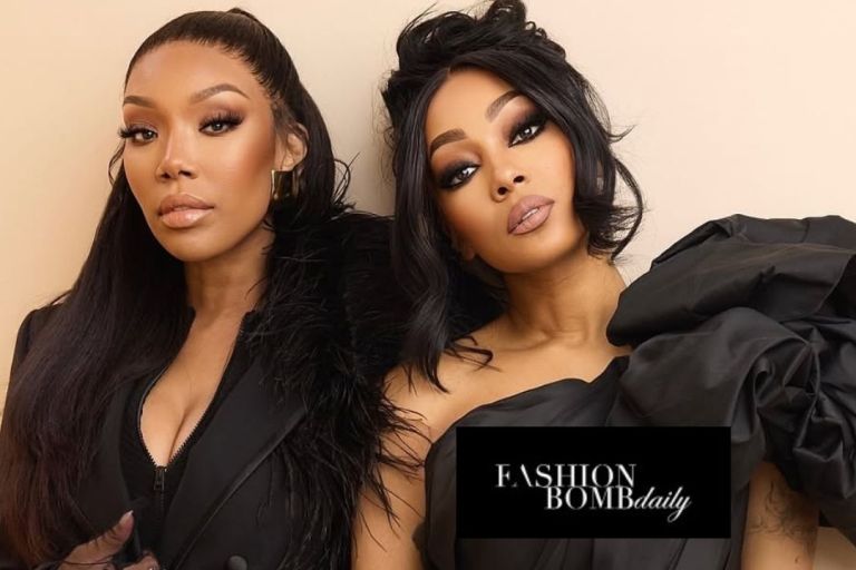 Brandy & Monica Celebrate the End of “The Boy is Mine Tour” in a Black Versace Blazer Dress and Monsoori Gown
