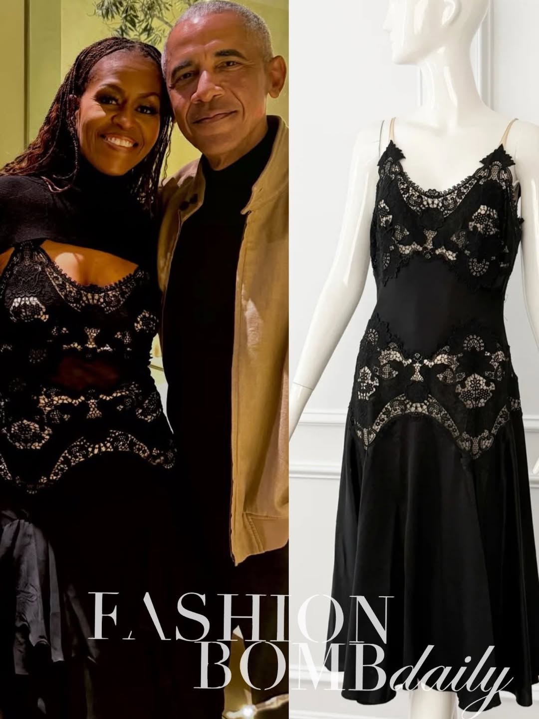 Вы спрашиваете, мы отвечаем Мишель Обама ошеломила своим винтажным шелковым вышитым платьем от Alexander McQueen вместе с бывшим президентом Бараком Обамой 3