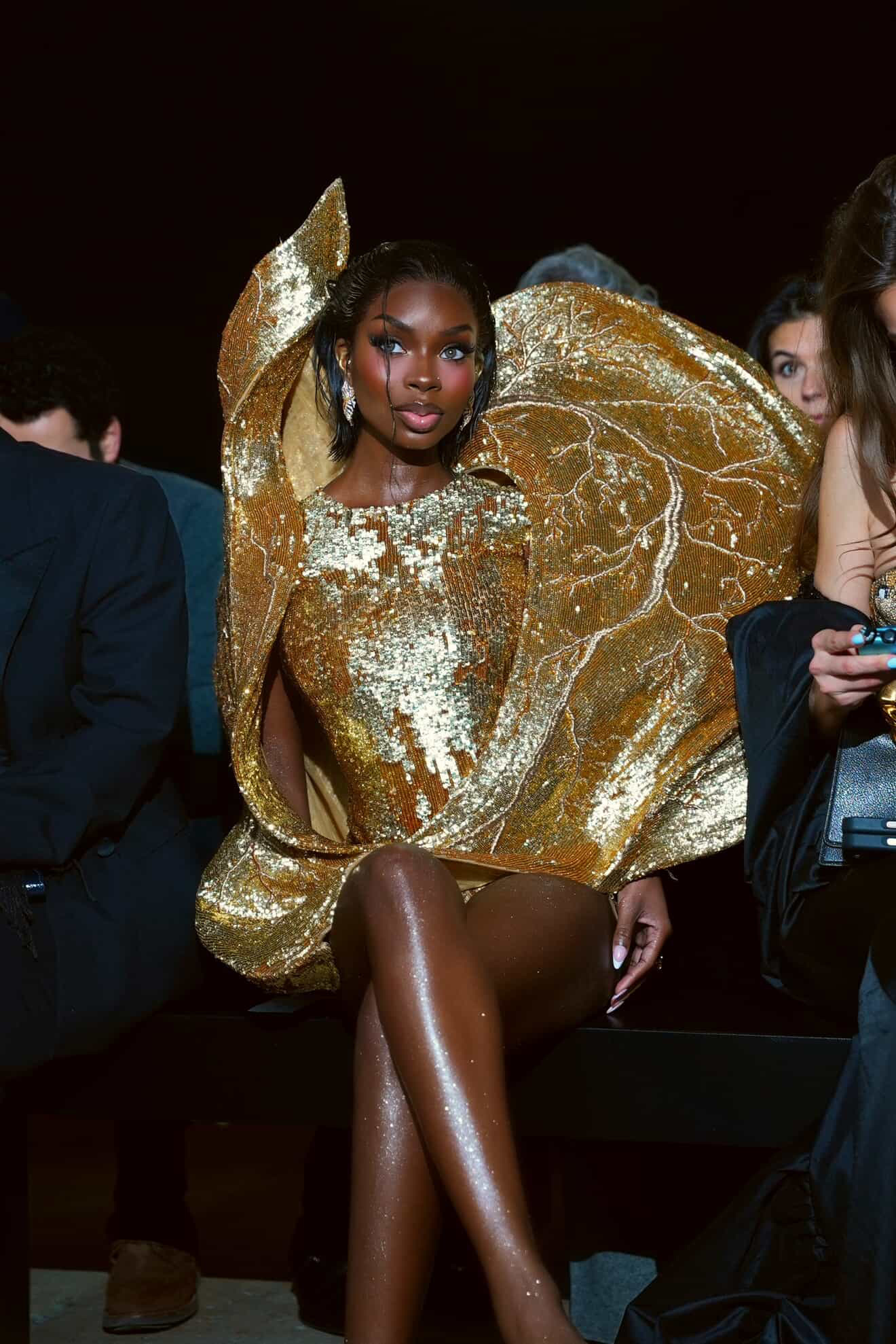 2 Olandria In A Gold Sculptural Rahul Mishra Couture Gown At Paris Fashion Week