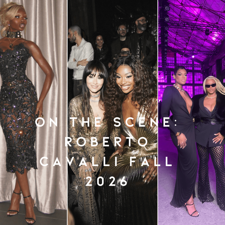 On the Scene at Roberto Cavalli Fall 2026 in Milan: Olandria, Megan Thee Stallion, Coco Jones, Didi Stone and More in Animal Prints, Sheer Lace and Feathered Gowns