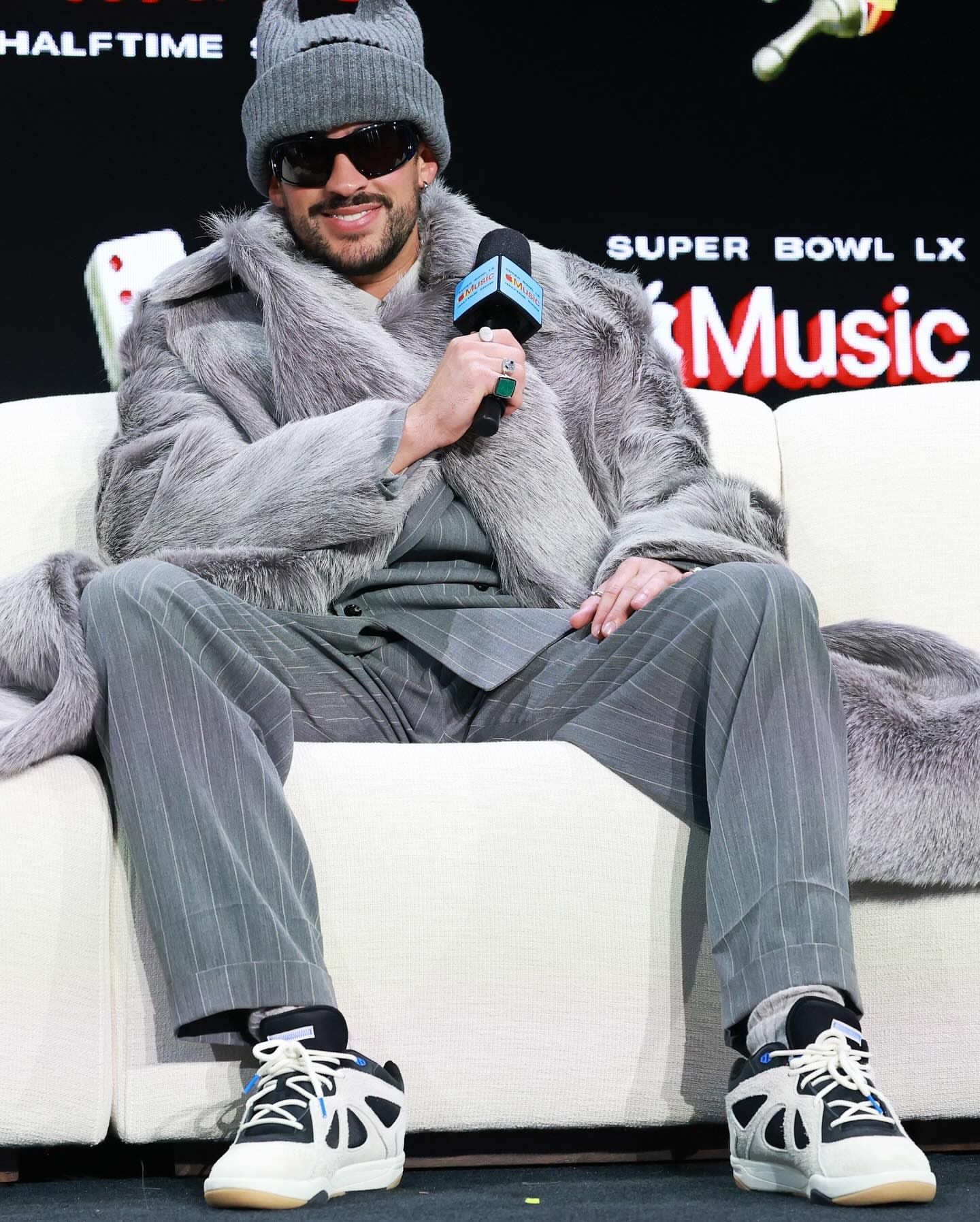 Bad Bunny Wore a Grey New Bottega Spring/Summer 2026 Look to the Apple ...
