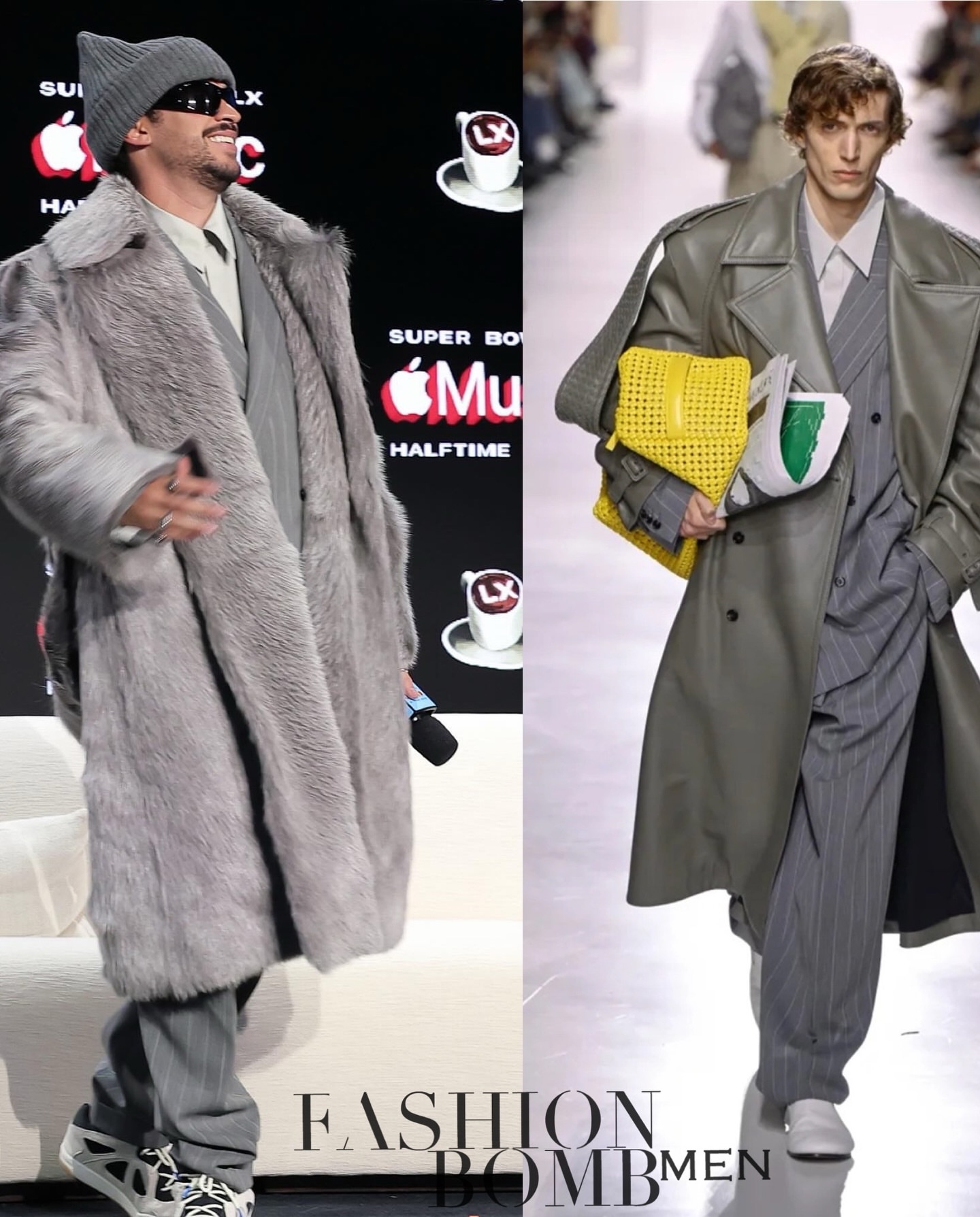 Bad Bunny Wore A Grey New Bottega SpringSummer 2026 Look To The Apple Music Super Bowl LIX Halftime Show Press Conference 3