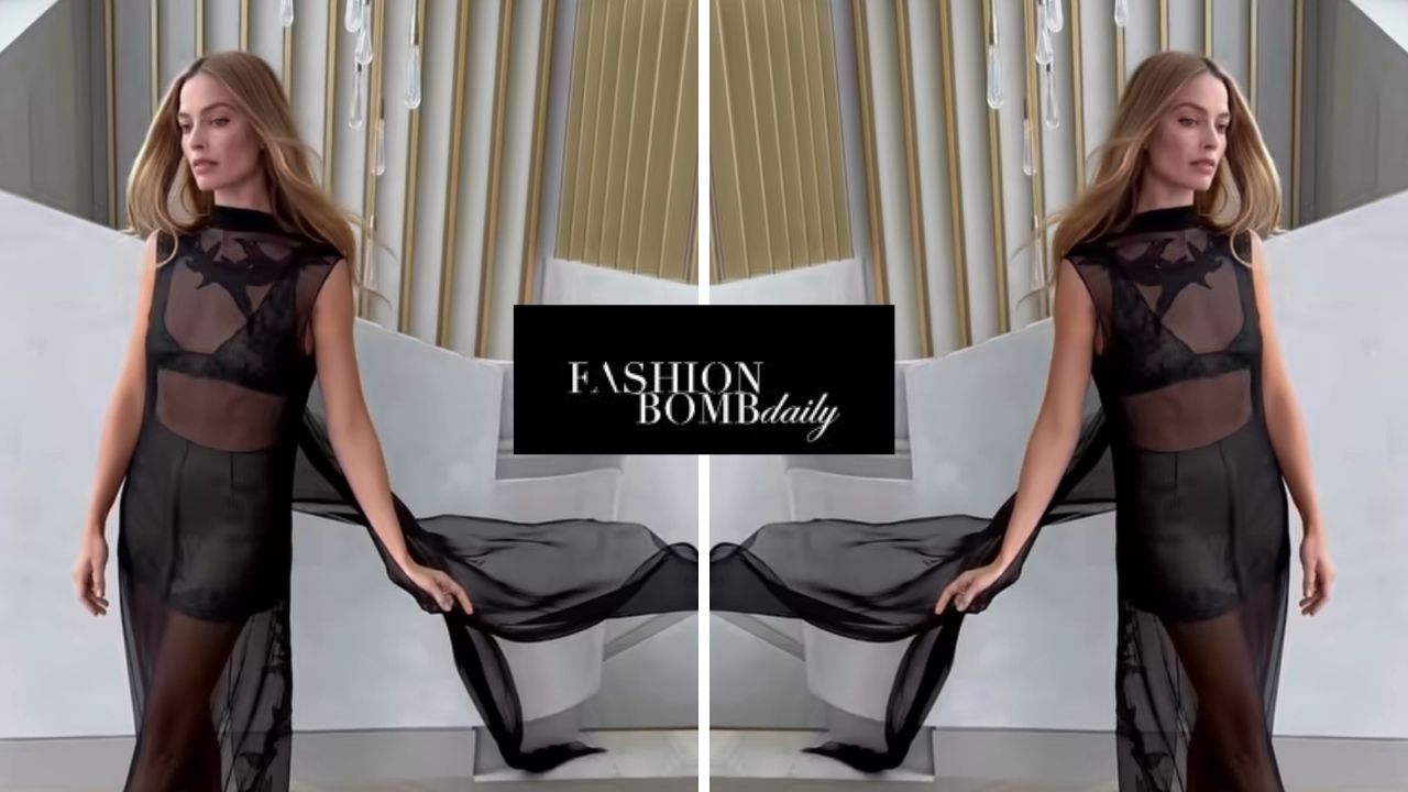 Margot Robbie Turns Up The Drama In Sheer Black Chanel Couture At A Press Event