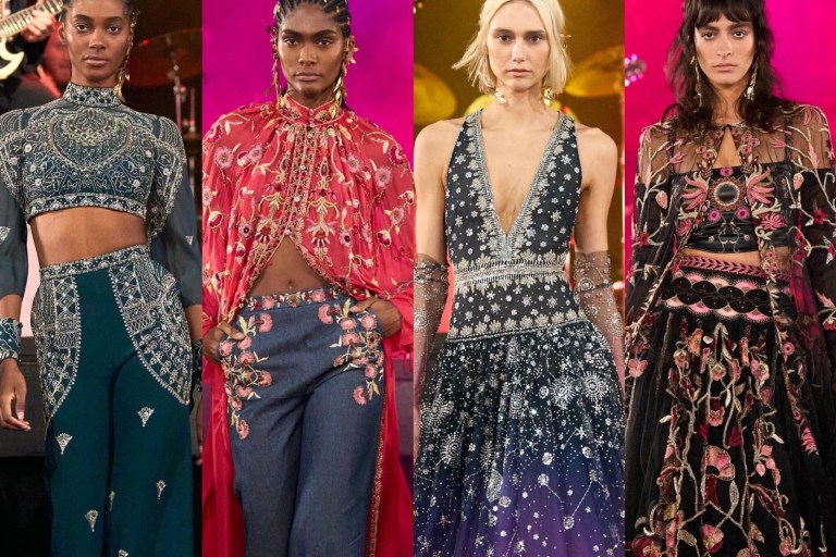On the Scene at Cucculelli Shaheen’s Electric Cosmos Show at Bowery Ballroom: Gold Beaded Gowns, Emerald Velvet Suits, and Celestial Ombre Dresses