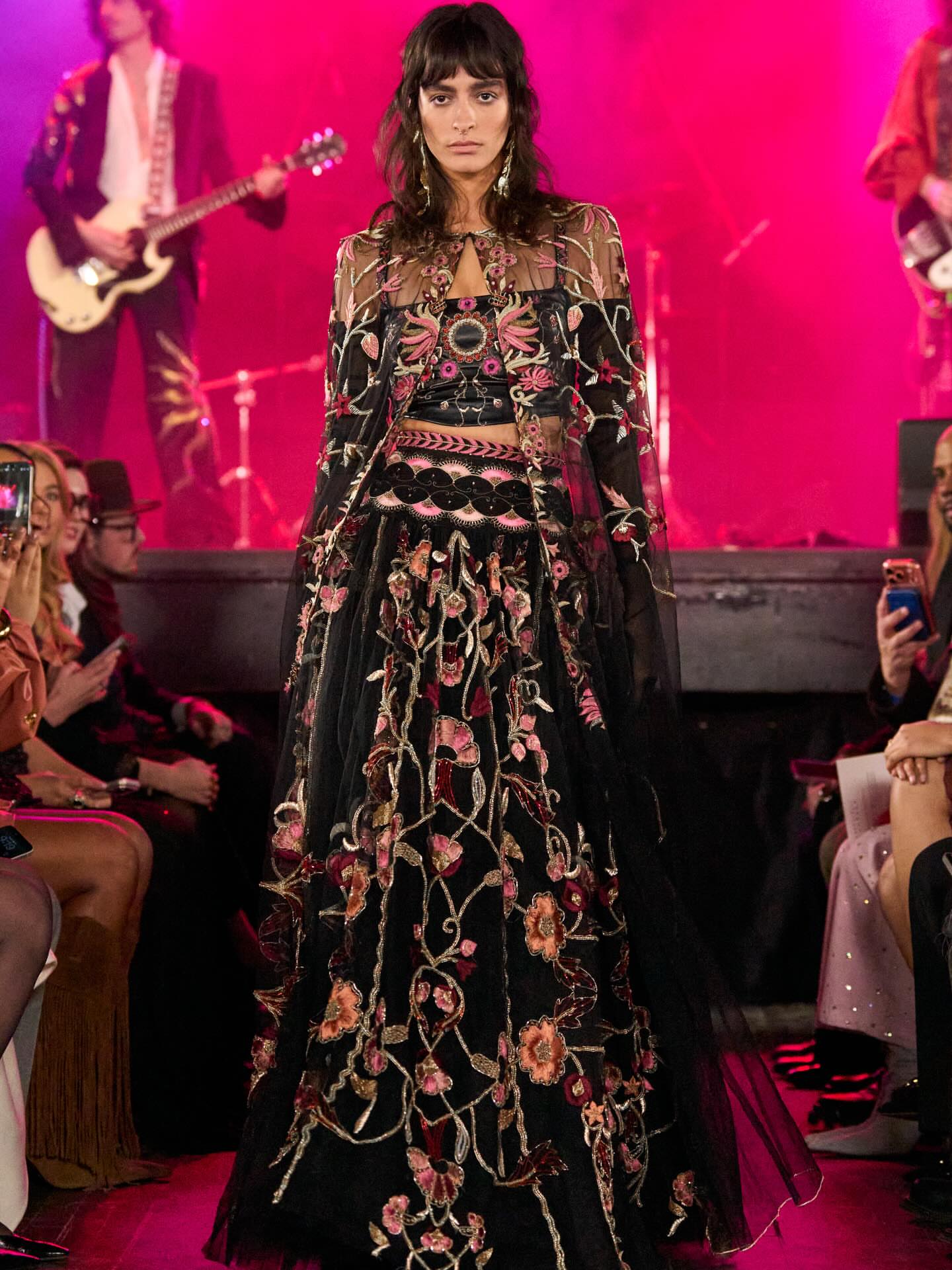 On The Scene At Cucculelli Shaheens Electric Cosmos Show At Bowery Ballroom Gold Beaded Gowns Emerald Velvet Suits And Celestial Ombre Dresses