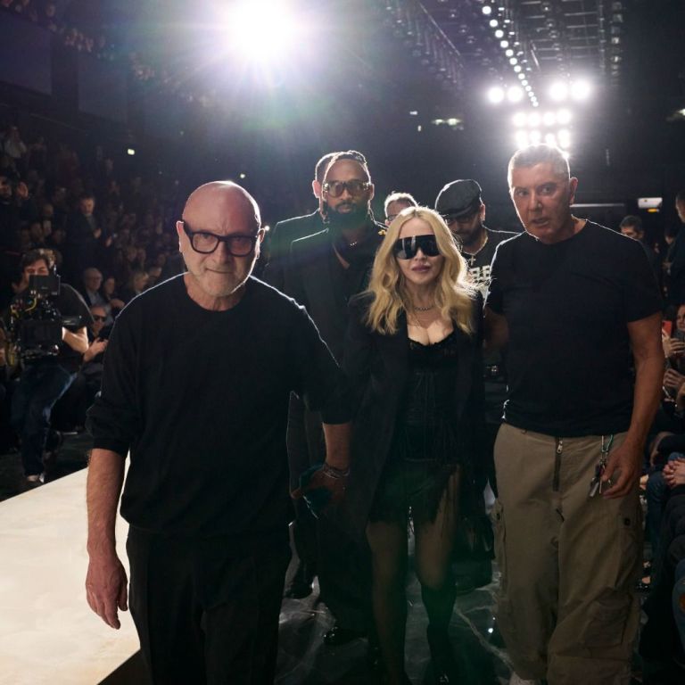 On the Scene at Dolce & Gabbana Fall 2026 with Madonna Front Row: Black Lace, Statement Outerwear, and Identity as the Ultimate Luxury