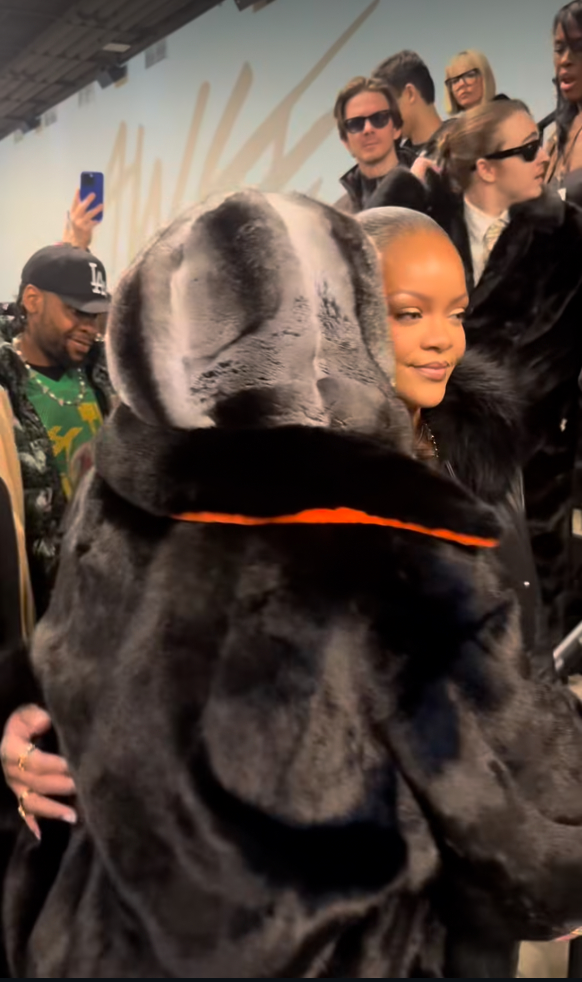 Rihanna Attends The AWGE New York Fashion Week Show In A Black Monochromatic Look Alongside AAP Rocky 1