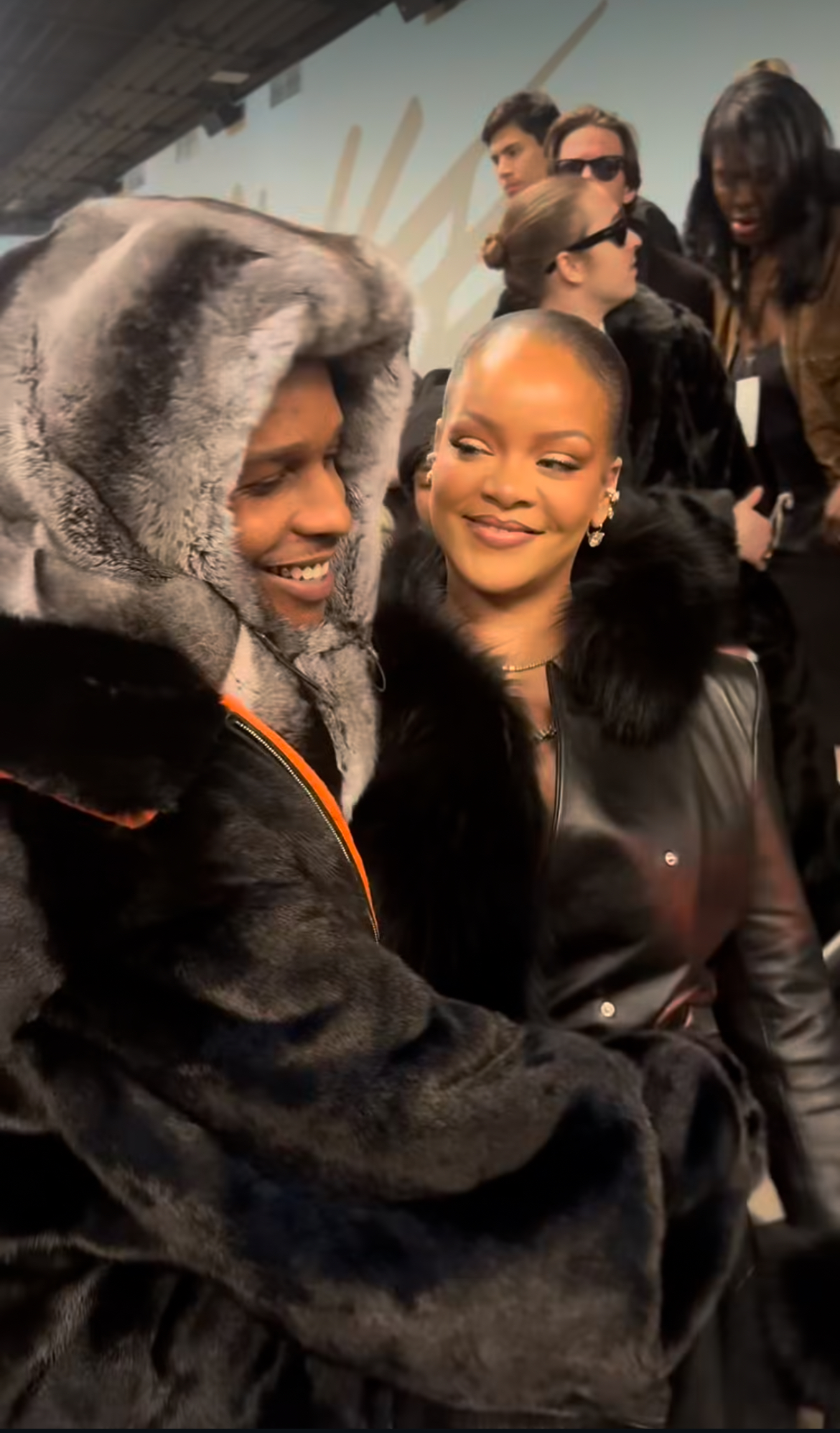 Rihanna Attends The AWGE New York Fashion Week Show In A Black Monochromatic Look Alongside AAP Rocky 2