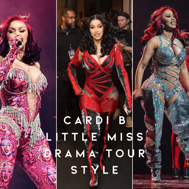 On Stage at the Little Miss Drama Tour: Cardi B in Teal, Plaid, and Red Crystal-Embellished Bryan Hearns Looks