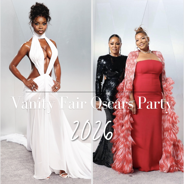 On the Scene at the Vanity Fair Oscars After Party: Queen Latifah in Red Jean Louis Sabaji, Kim Kardashian in Gold Gucci, Kylie Jenner in Alexander McQueen, and More!