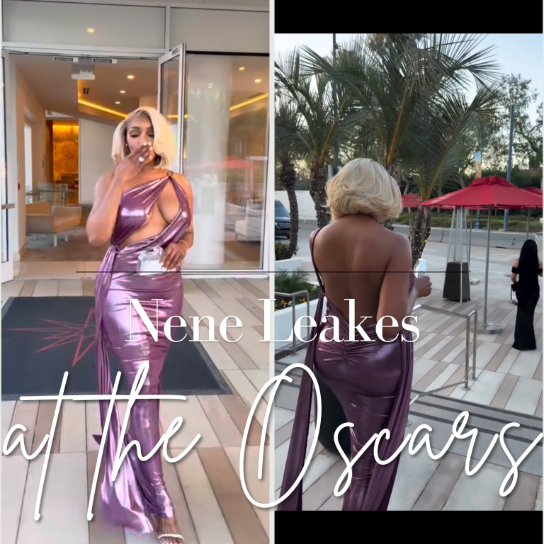 Nene Leakes Hits Oscars 2026 Parties in Purple Metallic Michael Costello Gown