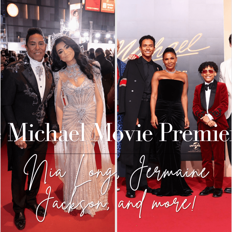 Nia Long Wears Alex Perry Black Velvet Gown to the Michael Movie World Premiere + Jermaine Jackson, Prince, Blanket and More!