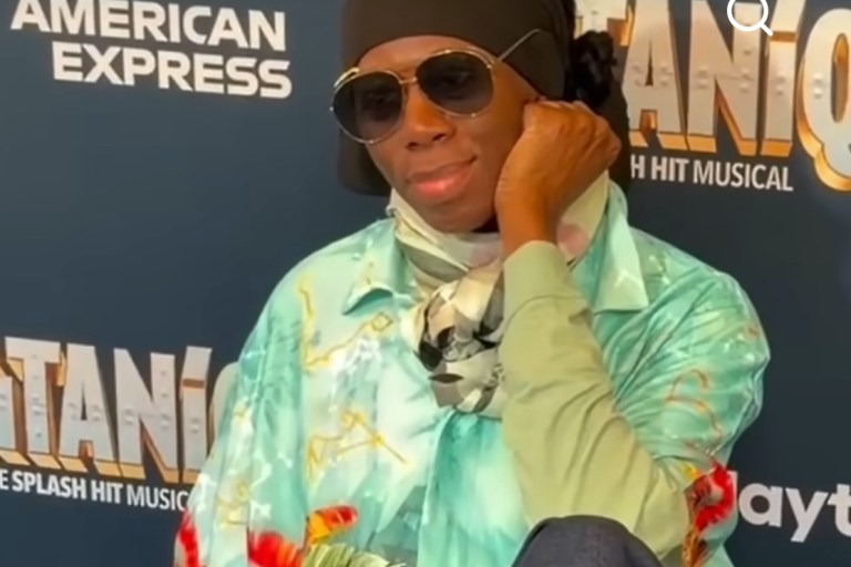 Former ANTM Judge and Stroke Survivor Miss J. Alexander Steps Out in Blue Jerome Lamaar Shirt at TITANIQUE Opening Night