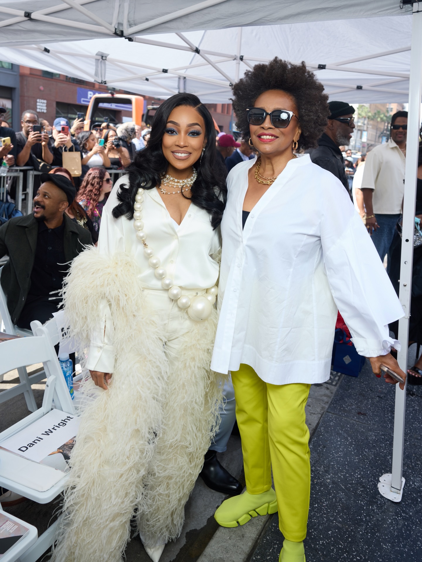 Monica Steps Out With Husband Anthony Ant Wilson At Brandys Hollywood Walk Of Fame Ceremony In Ivory Feathered LaPointe Silk Blouse And Coordinating Trousers Image 1775087584 10