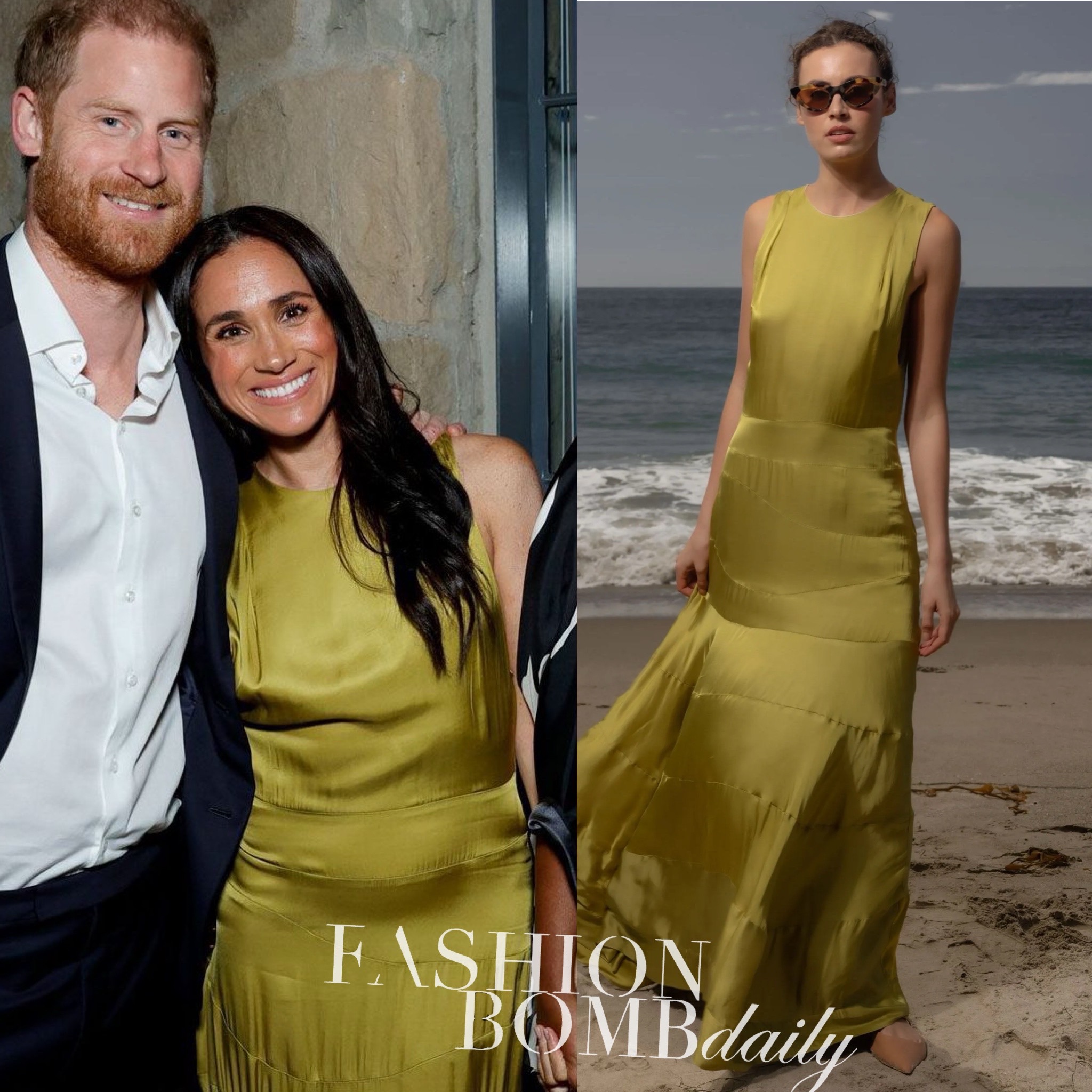 Prince Harry, Meghan Markle, Ted Sarandos, and Nicole Avant Gather in Montecito for Netflix Party with Meghan in Olive Green Heidi Merrick Gale Dress
