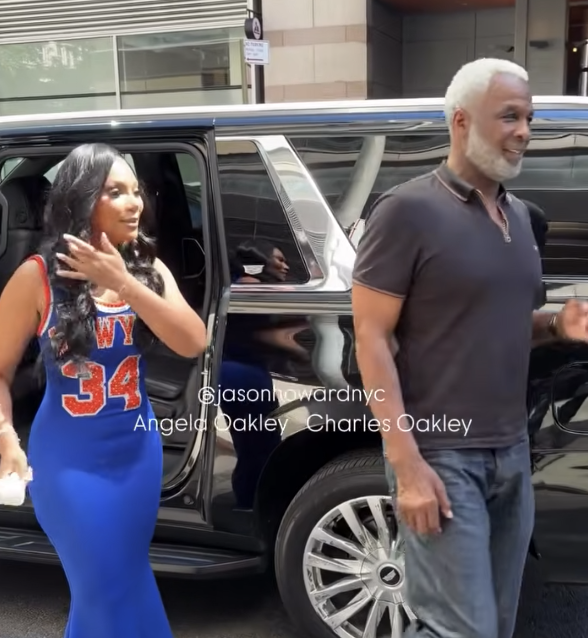 1 Angela Oakley Wore A Custom New York Knicks Jersey Gown By Hauzzavier Charles Oakley