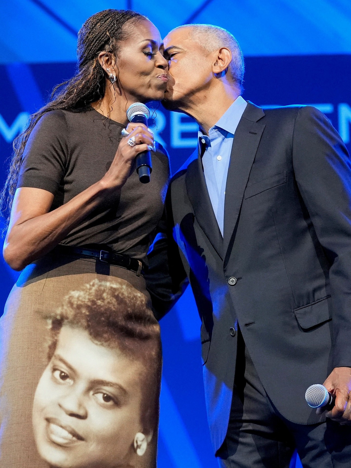 1 Michelle Obama Wore A Custom Acne Studios FW26 Pencil Skirt Featuring A Portrait Of Her Late Mother Marian Robinson At The Obama Presidential Center Opening In Chicago