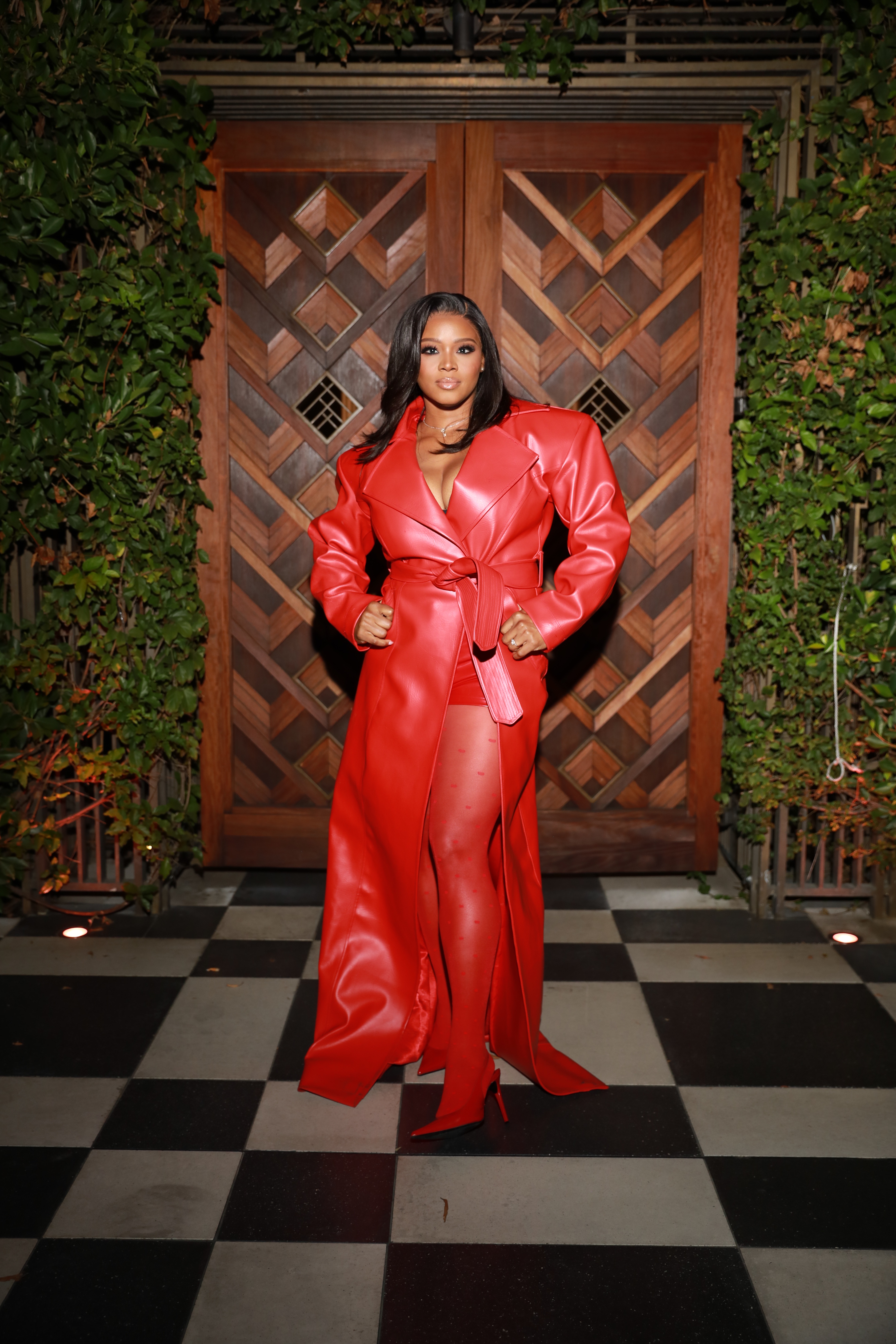 12 2 Claire Sulmers Claires Life Celebrating Sylvia Rhone With Mona Scott Young Joey Harris And More In A Red Althea Mink Leather Coat