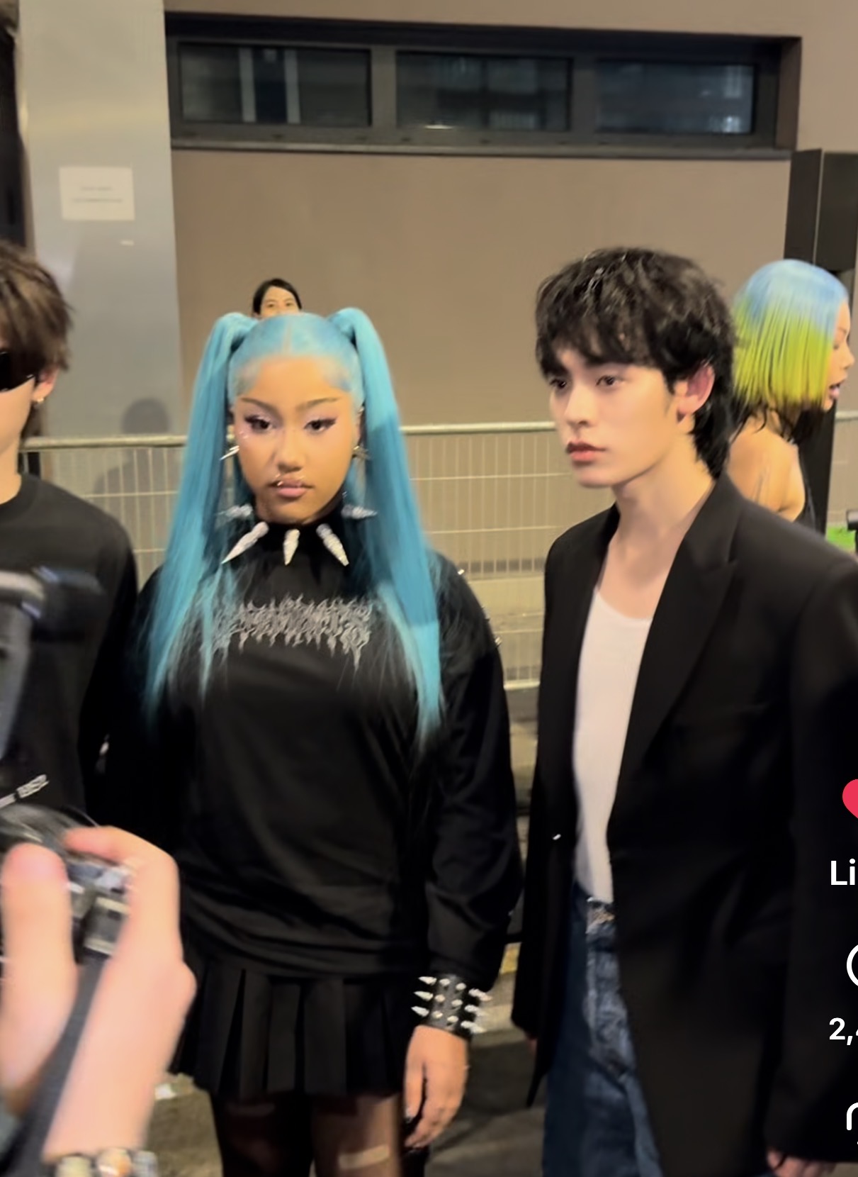 3 North West Gives Main Character Energy At Balenciaga Show With Ice Blue Hair Piercings And All Black Gothic Look