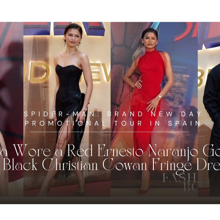 Zendaya Wore a Red Ernesto Naranjo Gown and a Black Christian Cowan Fringe Dress on the Spider-Man: Brand New Day Promotional Tour in Spain