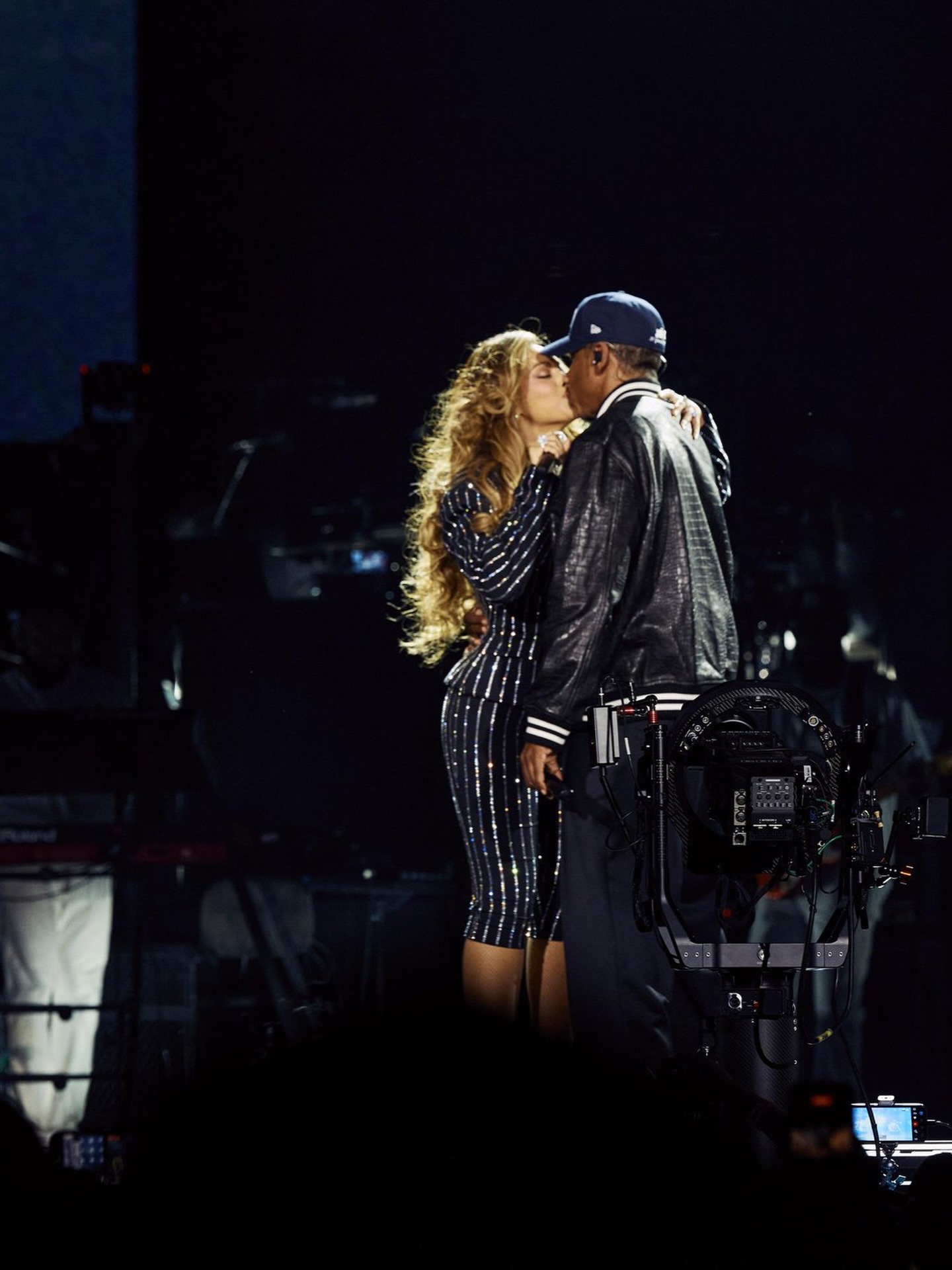 3 Beyonce Suits Up In Custom Crystal Striped Giuseppe Di Morabito Suit For JAY Zs Reasonable Doubt 30th Anniversary At Yankee Stadium