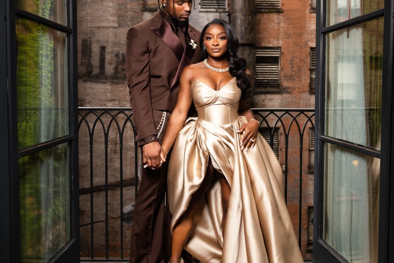 Simone Biles Stuns in Custom Eman Alajlan Gold Gown, Jonathan Owens in Maestro Philippe at 2026 ESPY Awards