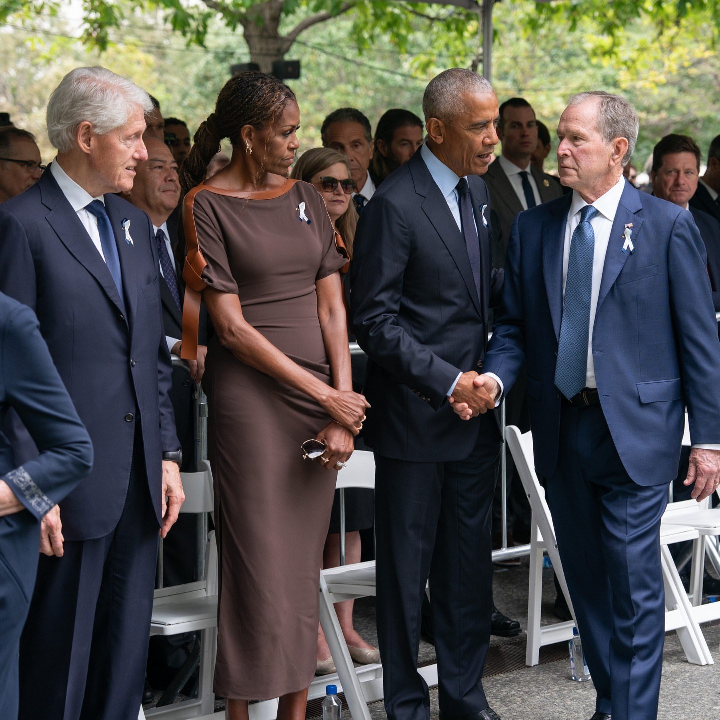 Michelle Obama Wore A Brown Ferragamo Leather Trim Jersey Maxi Dress At The 25th Anniversary Of September 11 Image 1789178918 5